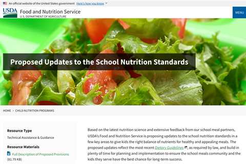 USDA Announces New Nutrition Standards for School Meals