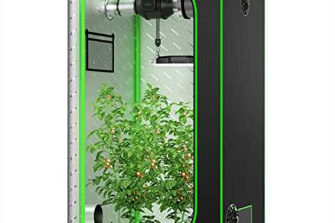 VIVOSUN 32x32x63 Mylar Hydroponic Grow Tent with Observation Window and Floor Tray for Indoor Plant ..
