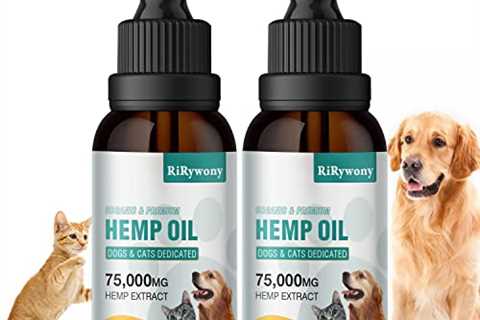 RiRywony Health Pets Hemp Oil for Dogs and Cats Pain Anxiety Stress Hip Joint Relief Immunity Sleep ..