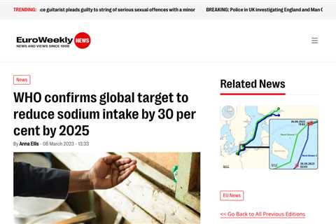 WHO Report Reveals Global Sodium Intake Reduction Is Off-Track