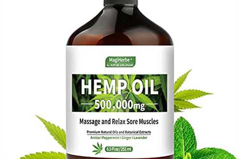 Hemp Massage  Body Oil,251ml Natural Extract Massage Oil, Blend of Peppermint and Arnica Oils for..
