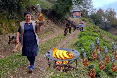 WE FRIED PINEAPPLE AND COOKED PILOV - 1 DAY IN THE MOUNTAIN VILLAGE