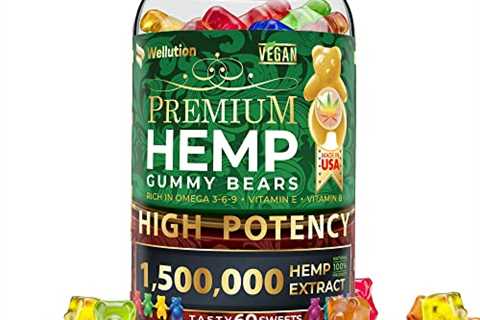 Wellution Hemp Gummies 1,500,000 XXL High Potency - Fruity Gummy Bear with Hemp Oil, Natural Hemp..
