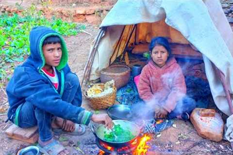 Himalayan Daily Eating Organic Food Green Vegetable and Roti | Village Food |Pure Nepali Kitchen