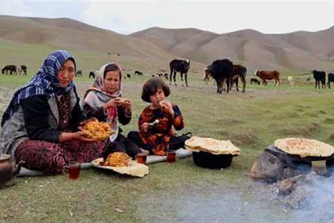 Shepherd Mother  Cooking Organic Shepherd Style Food in Nature| Village life of Afghanistan
