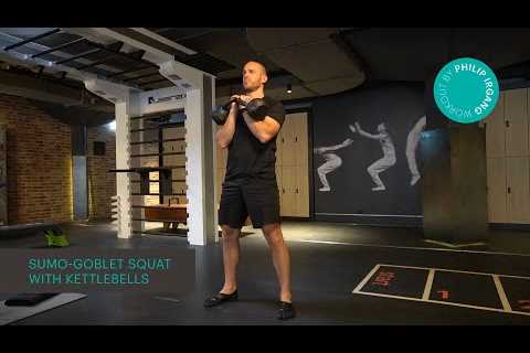 1. Sumo-goblet squat with kettlebells