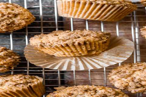 Sourdough Peach Cobbler Muffins with Brown Sugar Crumble