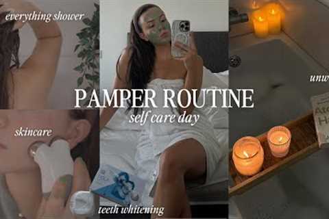RELAXING SELF CARE DAY | pamper routine, everything shower, feminine hygiene, skin and hair care 🫧
