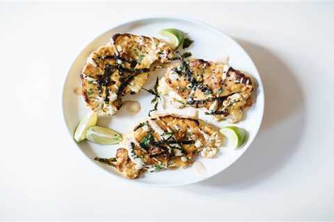 Tahini Miso Covered Cauliflower Steaks