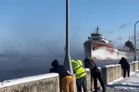 A Grand Old Lady: The Great Lakes’ Historic War Hero Arrives for Winter in Spectacular Fashion