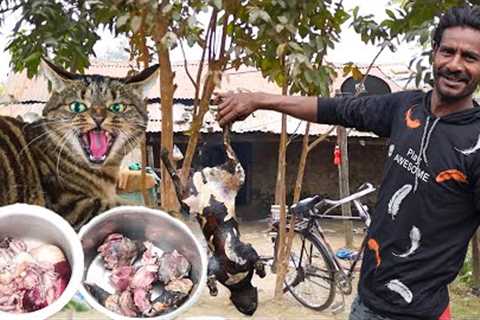 Nepali Village Cat BBQ || Unique Culture in Nepali Village || Organic Cat BBQ cooking