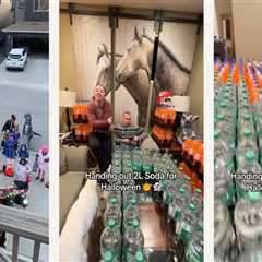 This dad hands out 2-liter sodas for Halloween—and the bottles completely take over the house