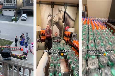 This dad hands out 2-liter sodas for Halloween—and the bottles completely take over the house